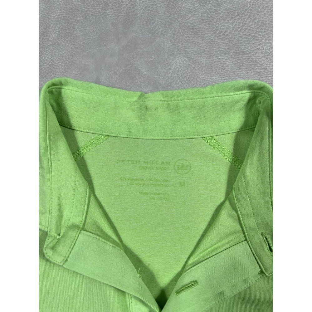Peter Millar Shirt Size Medium Amsterdam Technical Golf Polo Green Crown Sport - Picture 4 of 9